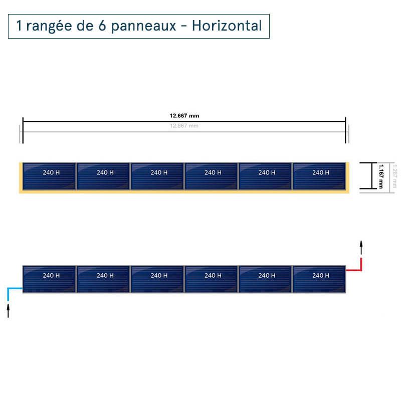 Disposition en 1 rangée de 6 panneaux horizontaux